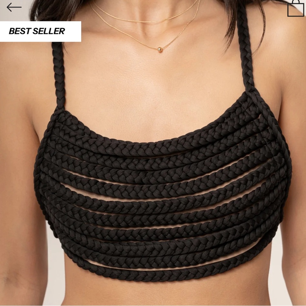 JLUXLABEL Black Sophie Braided Crop Top - Picture 2 of 8